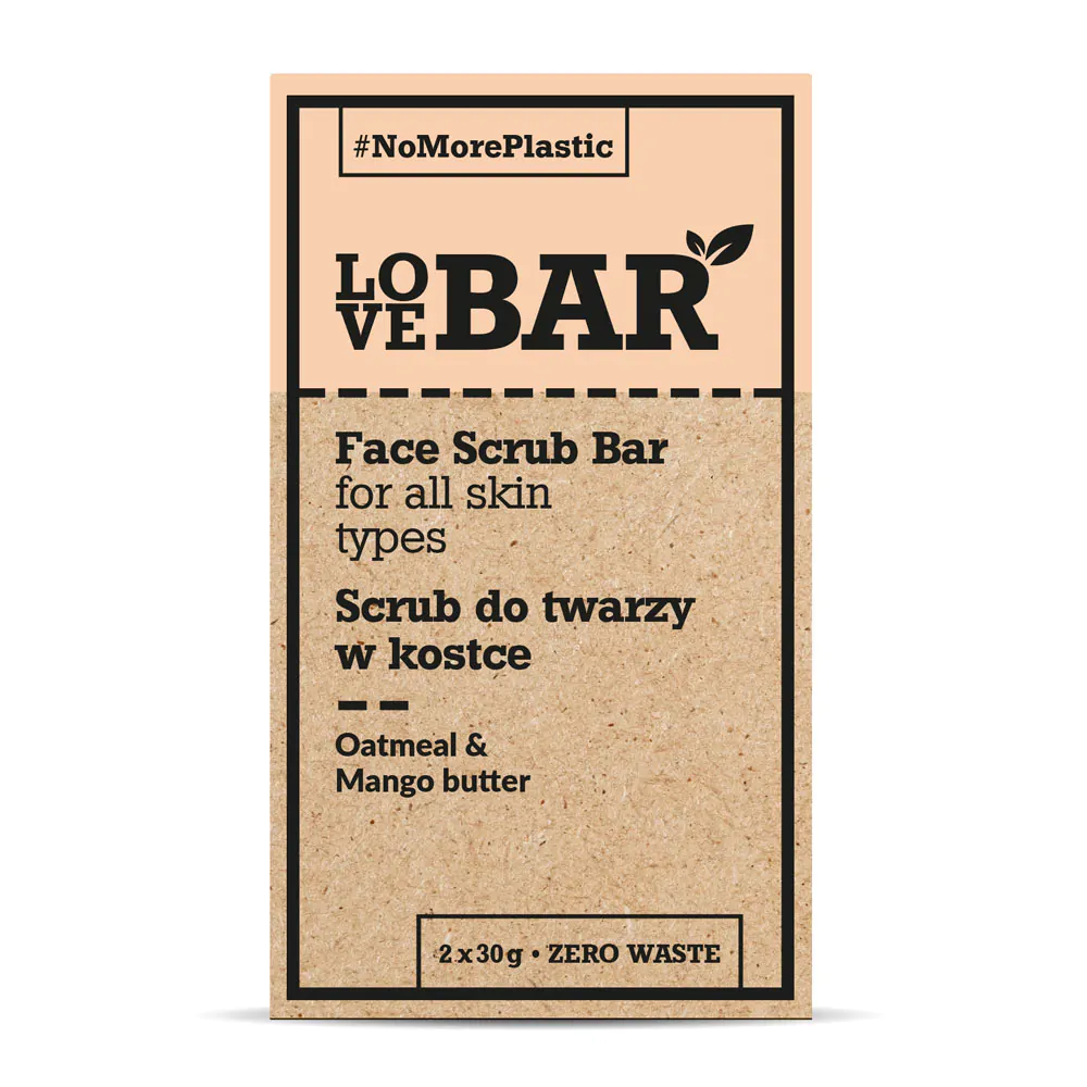 Love Bar Kostka scrub do twarzy/Płatki owsiane + masło mango 60 g